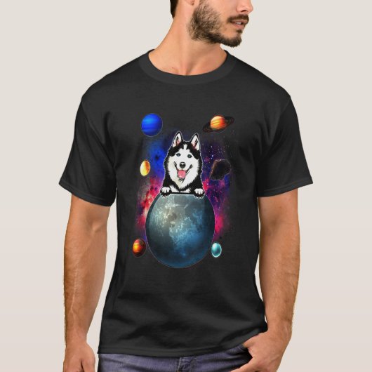 ハスキー銀河系スペースドッグ Tシャツ (正面)