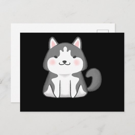 ハスキー | かわいいシベリアンハスキー犬 日本のアニメ シーズンポストカード (正面/裏面)