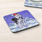 ハスキー・クリスマス コースター (左側)