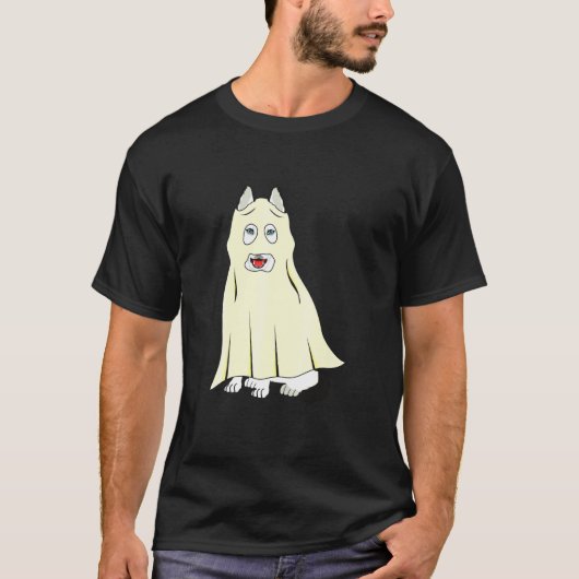 ハスキー ゴースト ドッグ ハロウィン Tシャツ (正面)