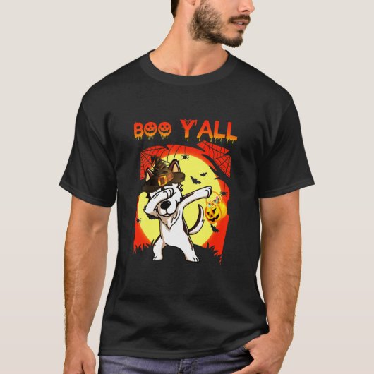 ハスキー ゴースト ハロウィン ドッグ Tシャツ (正面)