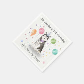 ハスキー・シビールドッグ誕生日パーティー スタンダードカクテルナプキン (角)