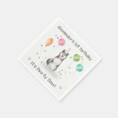 ハスキー・シビールドッグ誕生日パーティー スタンダードカクテルナプキン (角)