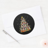 ハスキー |シベリおもしろいアのハスキーサンタハットクリスマス ラウンドシール (封筒)