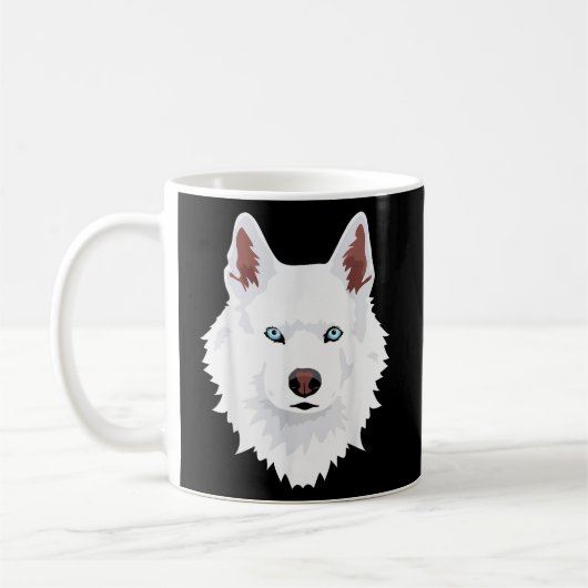 ハスキー – シベリアのハスキー – 白雪犬 コーヒーマグカップ (左)