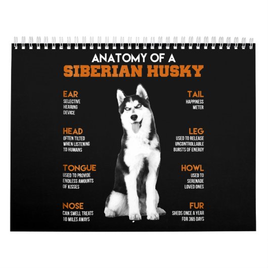 ハスキー|シベリアン·ハスキー犬の解剖学 カレンダー (カバー)