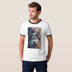 ハスキー&シャーク水中ファンタジーリンガーティー Tシャツ