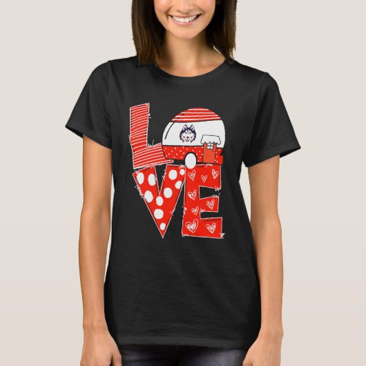 ハスキー スタックド ラブ ゲームデイ Tシャツ (正面)