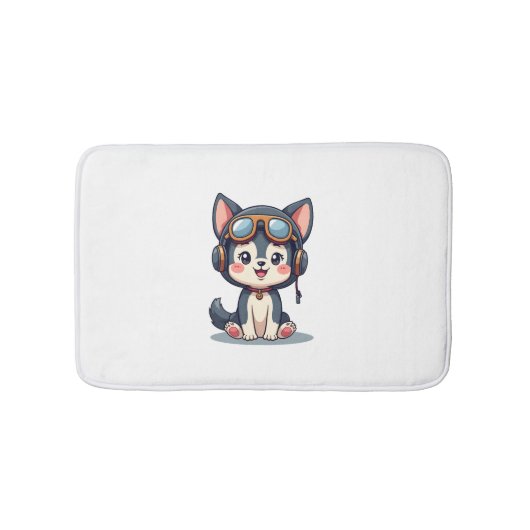 ハスキー パイロット 犬好き マラミュート バスマット (正面)