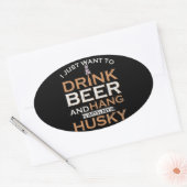 ハスキー |ビールとシベリアを飲つるみたい 楕円形シール (封筒)