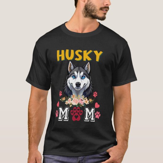 ハスキー・ママ愛好者オーナー 母の日ギフト Tシャツ (正面)