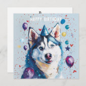 ハスキー/マラムート誕生日カード (正面/裏面)