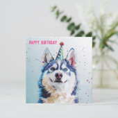 ハスキー/マラムート誕生日カード (スタンド正面)