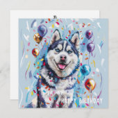 ハスキー/マラムート誕生日カード (正面/裏面)