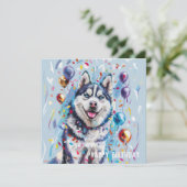 ハスキー/マラムート誕生日カード (スタンド正面)