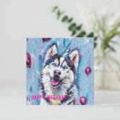 ハスキー/マラムート誕生日カード カード (スタンド正面)