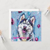 ハスキー/マラムート誕生日カード カード (正面/裏面インサイチュ)