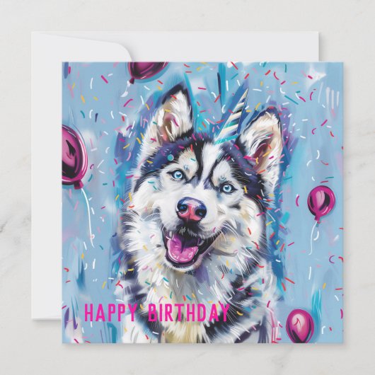 ハスキー/マラムート誕生日カード カード (正面)