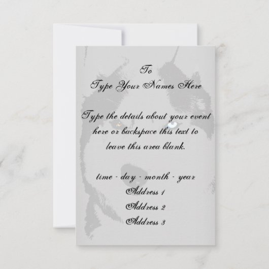 ハスキー·招待状パーソナライズされた·シベリア·ハスキー·カード 招待状 (裏面)