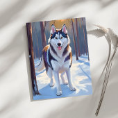 ハスキー | 犬の冬 水彩ペット絵画カード