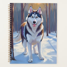 ハスキー | 犬 冬 水彩 ペット絵画 プランナー手帳