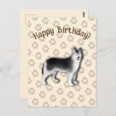 ハスキー 誕生日 犬の足跡 編集可能 ポストカード (正面/裏面)