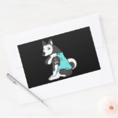 ハスキー | I Love Mom Tattoo Husky おもしろい Mos Day Dog 長方形シール (封筒)