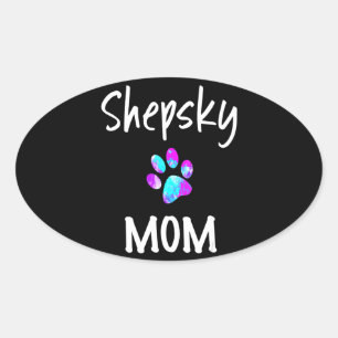ハスキー   Shepsky Momドイツのシェパードハスキーミックスドッグ 楕円形シール