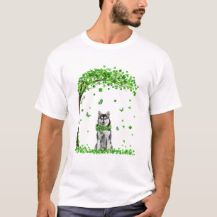 ハスキーSt patricks day恋人アイリッシュシャムロックドッグ値リスト Tシャツ