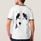 ハスキーTシャツのオオカミのハスキーのキッド犬のハスキーのシャツ Tシャツ (裏面)