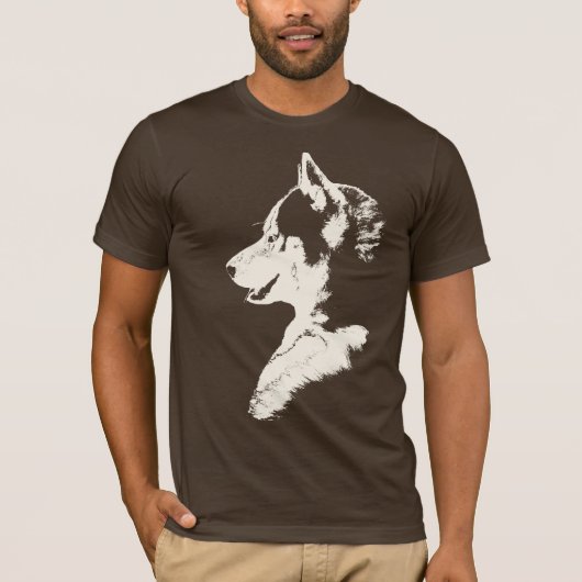 ハスキーTシャツウルフアートフード付シャツスレードドッグシャツ Tシャツ (正面)