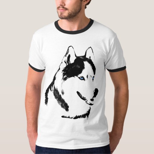 ハスキーTシャツオオカミHuskyシャツSled Dog Huskyシャツ Tシャツ (正面)