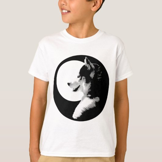 ハスキーTシャツキッズ切り犬キッズハスキーリンガーシャツ Tシャツ (正面)