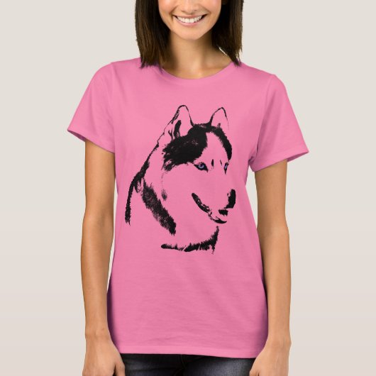 ハスキーTシャツマレートハスキー犬のトップオーガニックへ Tシャツ (正面)