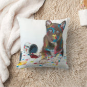 ハスキ間抜けーな子得犬がバケツ絵を描に入る クッション (ブランケット)