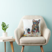 ハスキ間抜けーな子得犬がバケツ絵を描に入る クッション (椅子)