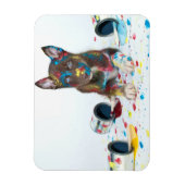 ハスキ間抜けーな子得犬がバケツ絵を描に入る マグネット (縦)