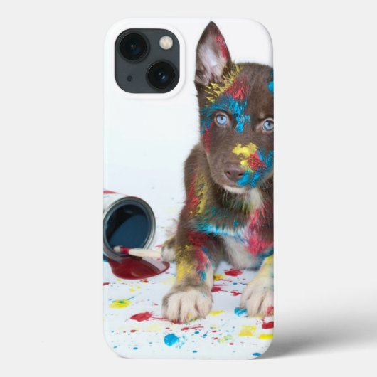 ハスキ間抜けーな得子犬絵を描のバケツへ Case-Mate iPhoneケース (裏面)