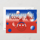 ハスタパロン！チリ国旗のカラーポップ・アートのアート ポストカード (正面/裏面)