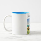 ハスティングスイーストサセックスビーチ旅行ポスター ツートーンマグカップ (左)