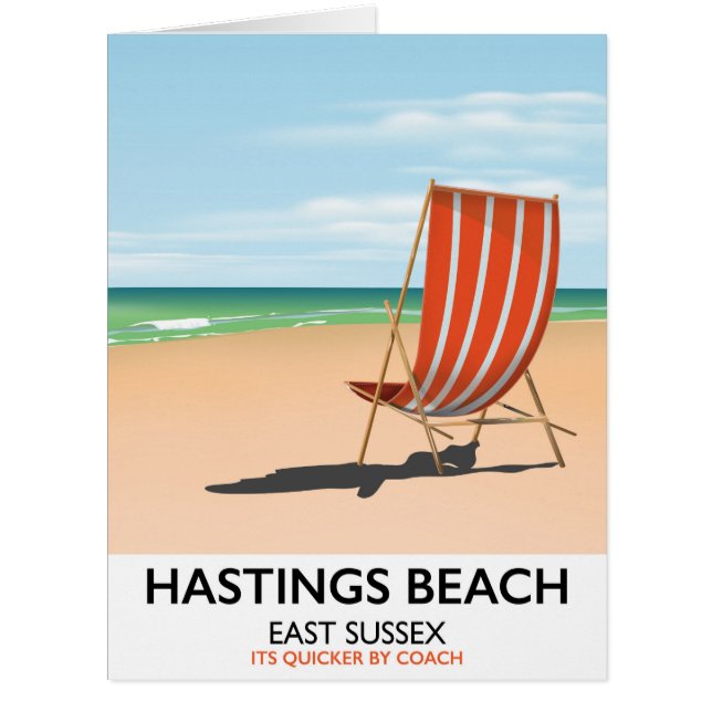 ハスティングスビーチ，東サセックス旅行ポスター (正面)