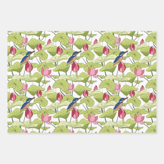 ハスハスは、ハクセイの緑の模様を植える ラッピングペーパーシート (正面3)