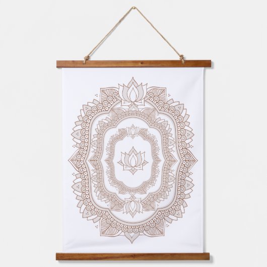 ハスモダンフラワーアンドヘナデザイン 吊り下げ型タペストリー (正面)