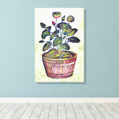 ハス植物 キャンバスプリント (インサイチュ (ウッドフロア))