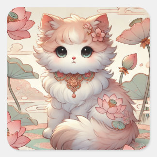 ハス猫 スクエアシール