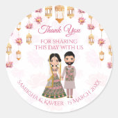 ハス結婚ランタンパーソナライズされたインディアン ラウンドシール (正面)