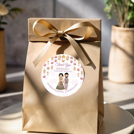 ハス結婚ランタンパーソナライズされたインディアン ラウンドシール