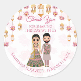 ハス結婚ランタンパーソナライズされたインディアン ラウンドシール
