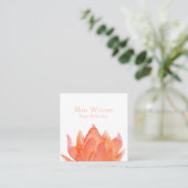 ハス花オレンジコーラルピンク水彩 スクエア名刺 (スタンド正面)