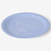 ハス花白線スケッチフローラ薄紫 ペーパープレート (アングル)